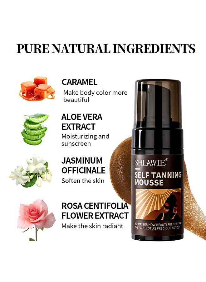 Self Tanner Mousse Kit | Natural Self Tanner Mousse | Light Self Tanning Mousse | Packied With Skin Benefits, No Added Nasties, Vegan, Cruelty Free | All Skin Types Self Tanner Mousse