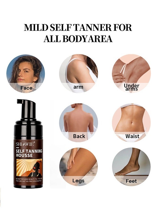 Self Tanner Mousse Kit | Natural Self Tanner Mousse | Light Self Tanning Mousse | Packied With Skin Benefits, No Added Nasties, Vegan, Cruelty Free | All Skin Types Self Tanner Mousse