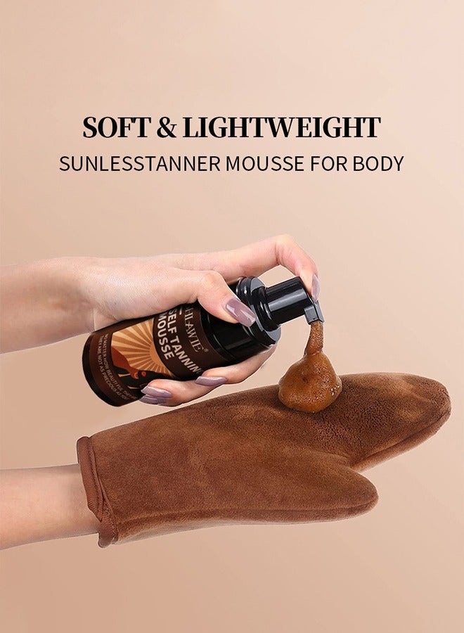 Self Tanner Mousse Kit | Natural Self Tanner Mousse | Light Self Tanning Mousse | Packied With Skin Benefits, No Added Nasties, Vegan, Cruelty Free | All Skin Types Self Tanner Mousse