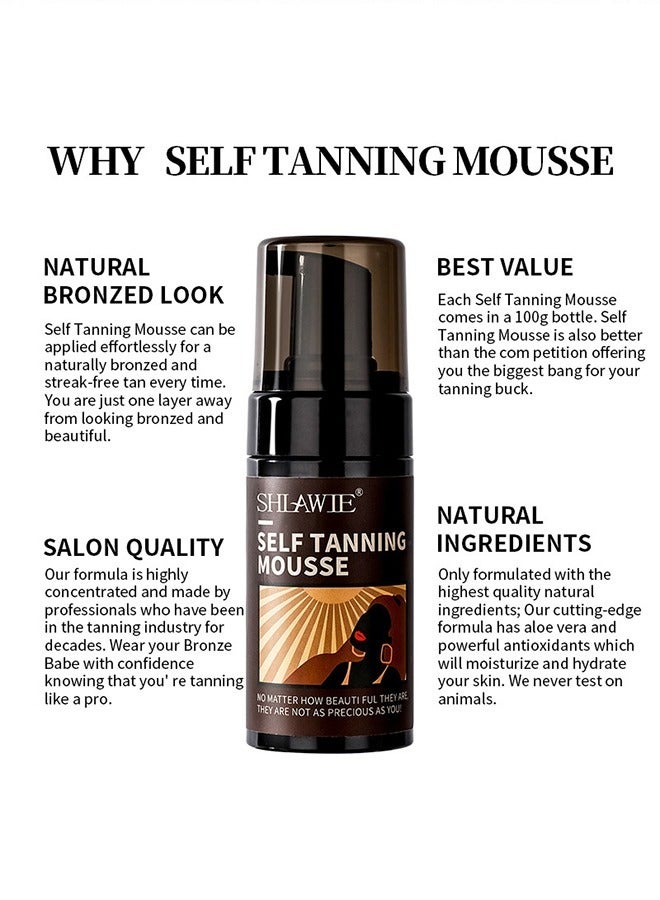 Self Tanner Mousse Kit | Natural Self Tanner Mousse | Light Self Tanning Mousse | Packied With Skin Benefits, No Added Nasties, Vegan, Cruelty Free | All Skin Types Self Tanner Mousse