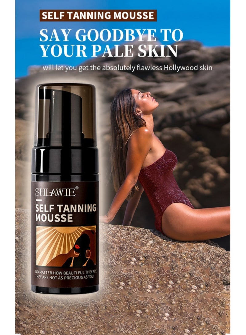 Self Tanner Mousse Kit | Natural Self Tanner Mousse | Light Self Tanning Mousse | Packied With Skin Benefits, No Added Nasties, Vegan, Cruelty Free | All Skin Types Self Tanner Mousse