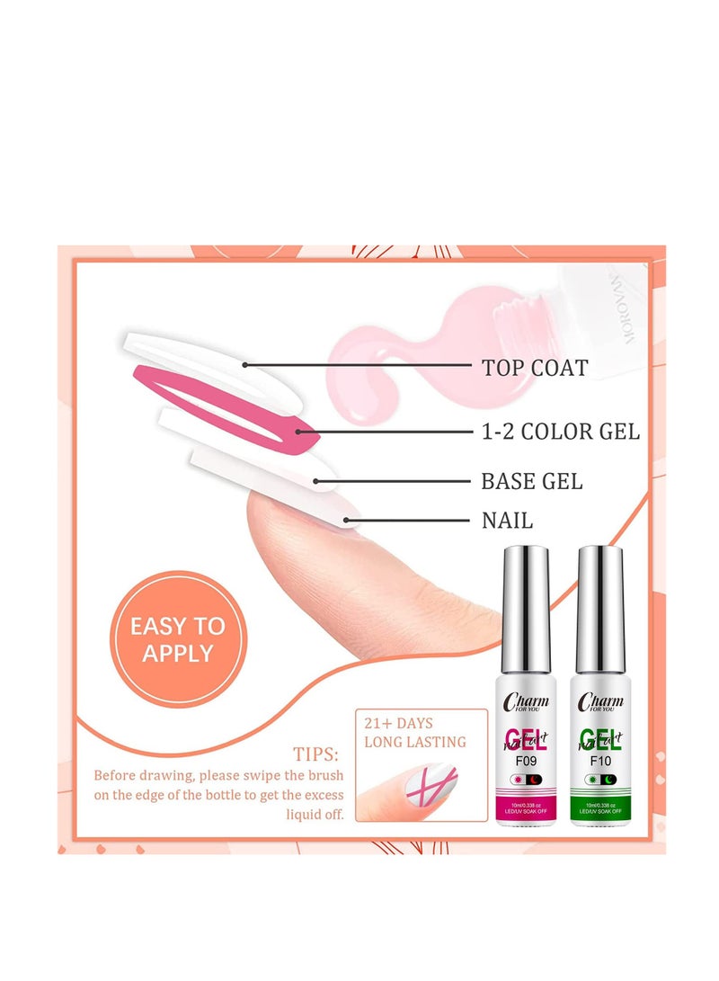 Luminous Painted Nail Gel Polish Set, Glow In Dark Gel 12 Colors, Neon Drawing Liner Nail Gel For Nail Art, UV LED Gel Liner Nail Art Polish, Nail Polish Set for Party