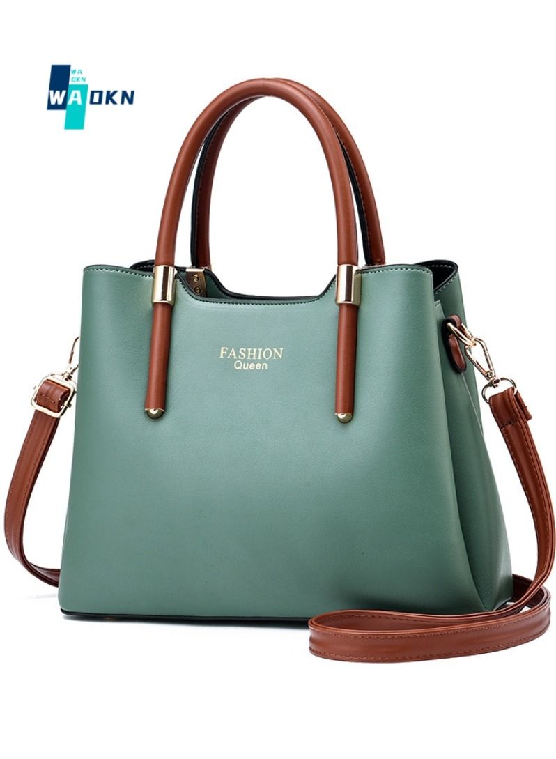 Retro Elegant Handbag Advanced Leather Unique Chic All-match Large Capacity One Shoulder/Crossbody Messenger Bag for Women/Mother/Girl Friend Gift Green