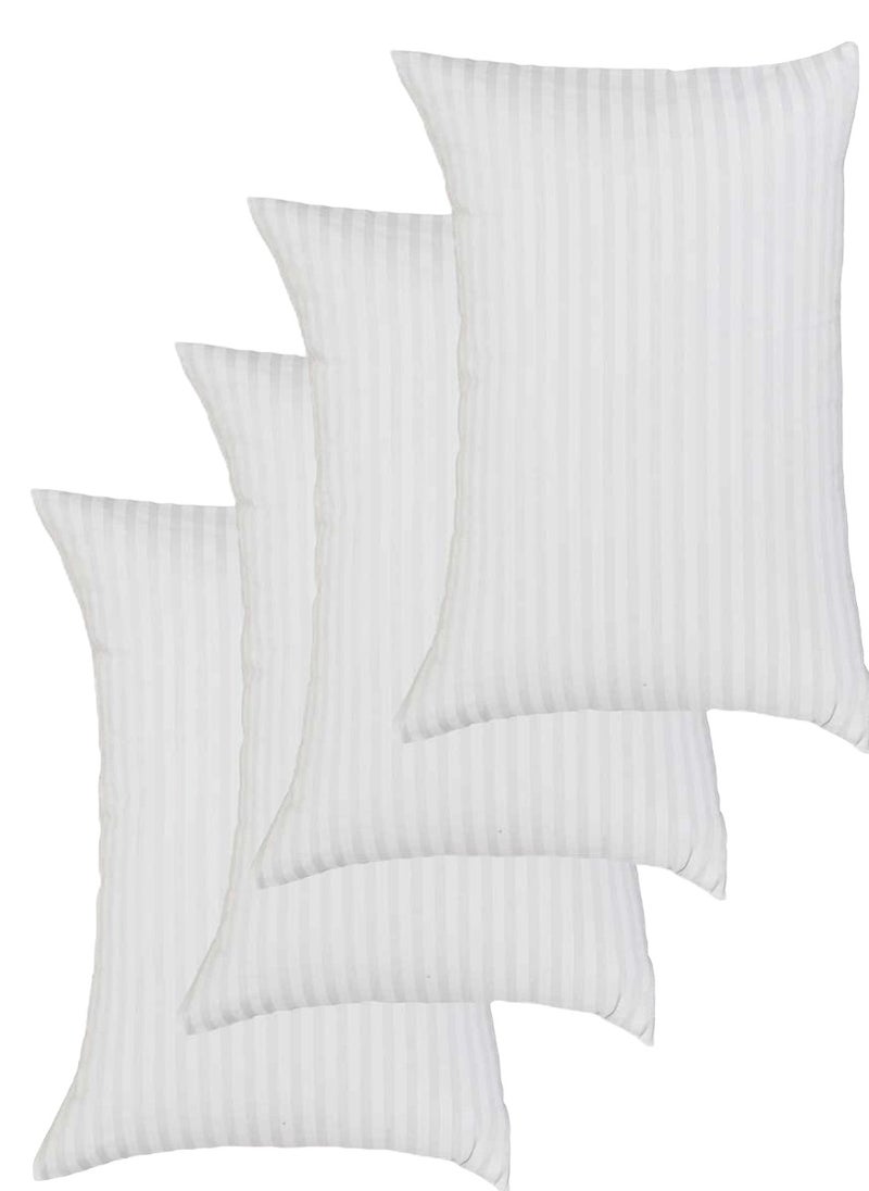 Pack of 4 Piece Cotton Pillow White Stripe Design Fabric 50x90 cm Made in Uae