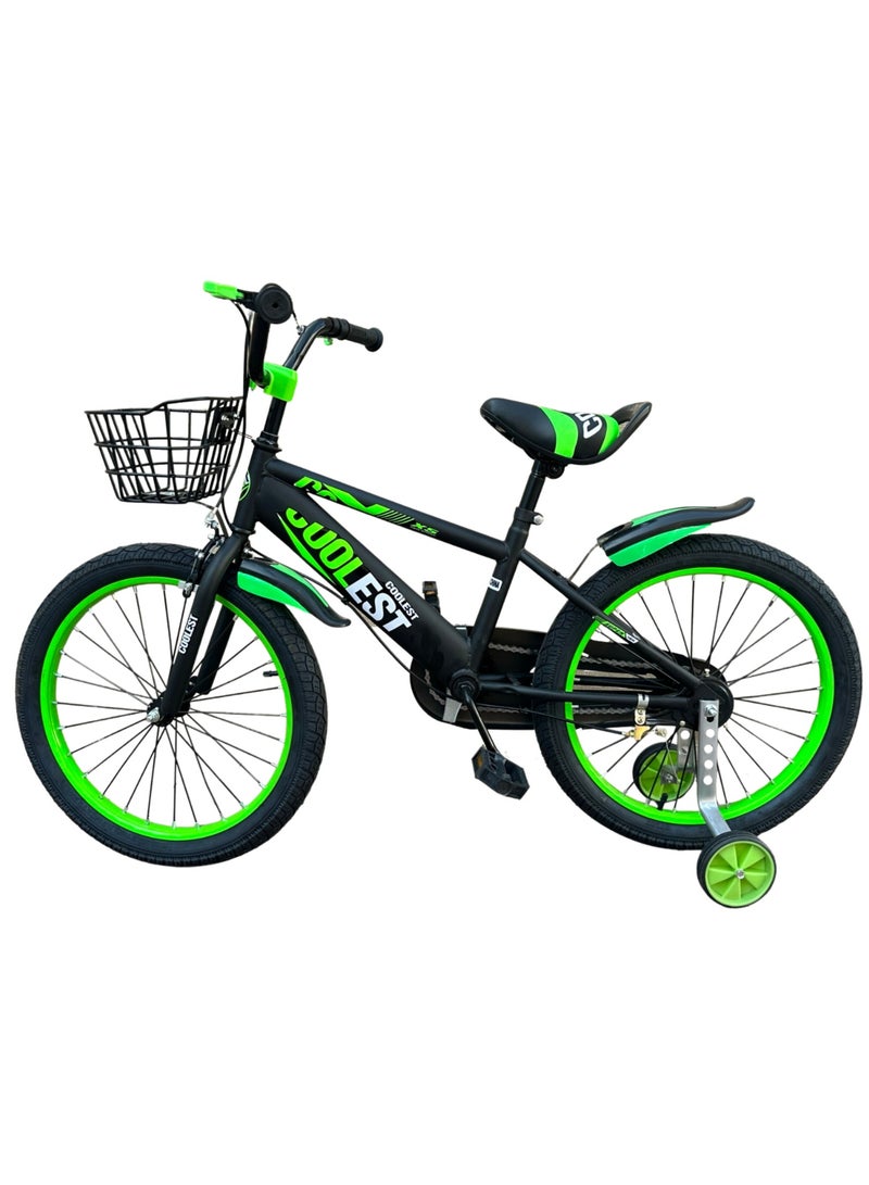 Kids bike Children Bicycle With Ages 4-6 Years Training Wheels Bell Basket 14 Inches Green