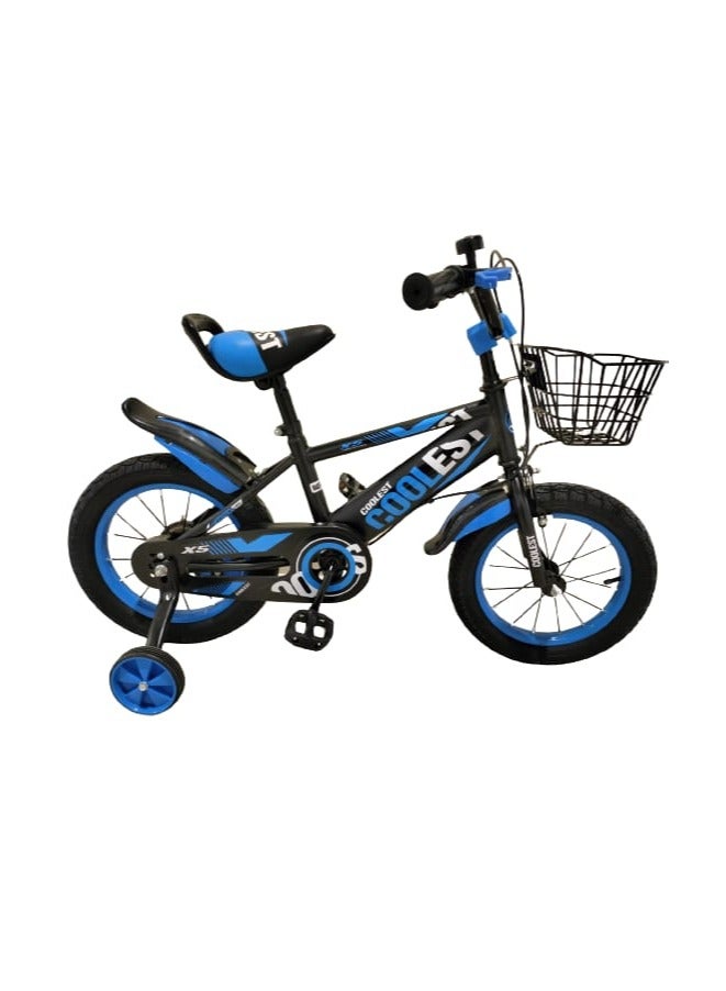 Kids bike Children Bicycle For Ages 4-7 Years With Training Wheels basket bell 16 Inches Blue
