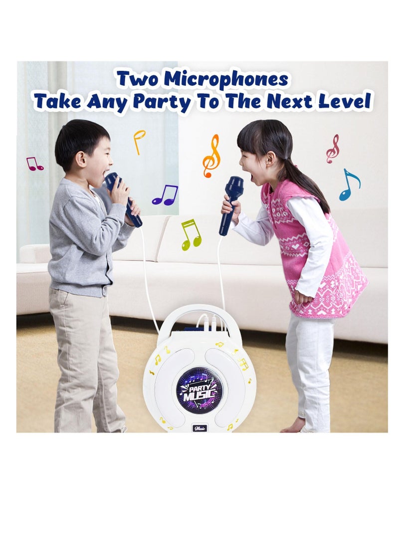 Karaoke Machine for Kids & Adults, with 2 Microphones, Portable Karaoke Machine with LED Light and Voice Changing Effects, Microphones Toy for Age 4-12 Kids Boys Girls Families Birthday Party