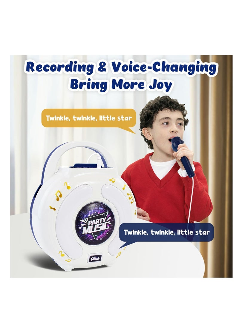 Karaoke Machine for Kids & Adults, with 2 Microphones, Portable Karaoke Machine with LED Light and Voice Changing Effects, Microphones Toy for Age 4-12 Kids Boys Girls Families Birthday Party