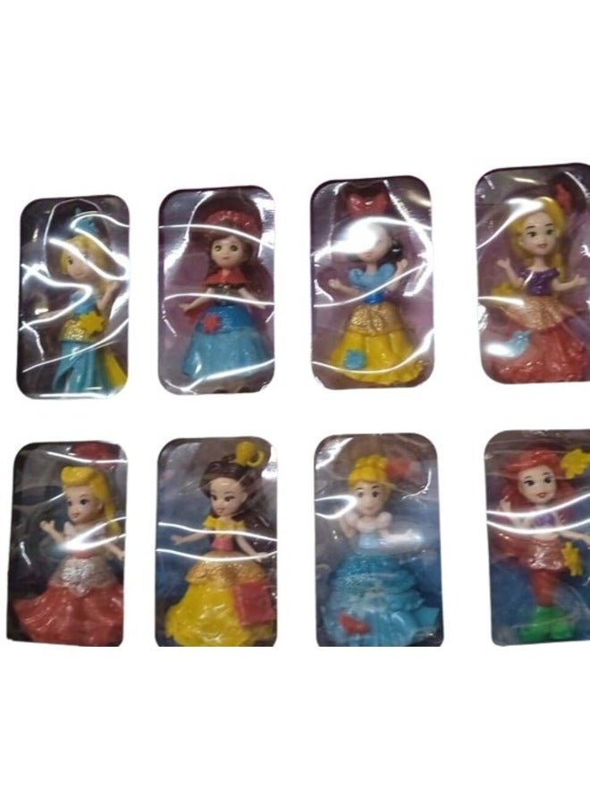 Set 8 pcs Princess Little Doll Toy for 4 Year Old and Up