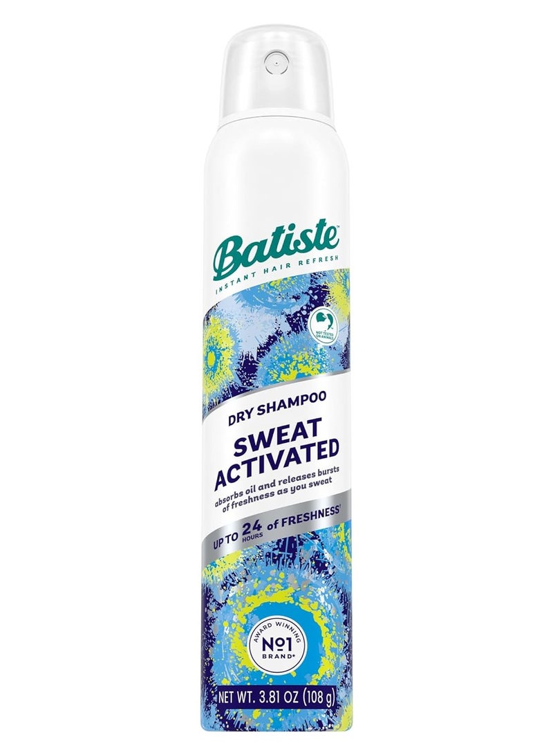 Batiste Sweat Activated Dry Shampoo, Neutralizes Odor for Up to 24 Hours & Prevents Sweat Buildup in Hair, Waterless Shampoo, 3.81 Oz
