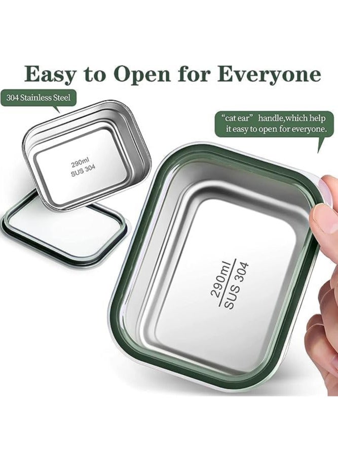 Stainless Steel Lunch Box for Kids Adults,Insulated Bento Lunch Box with Tableware & Bag,1000ML 5 Compartment Divided Lunch Containers with Lids,Leakproof | BPA Free | Dishwasher Safe (Green，1000ml)
