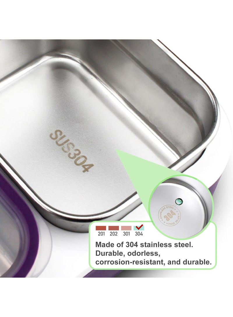 Stainless Steel Lunch Box for Kids Adults,Insulated Bento Lunch Box with Tableware & Bag,1000ML 5 Compartment Divided Lunch Containers with Lids,Leakproof | BPA Free | Dishwasher Safe (Purple，1000ml)