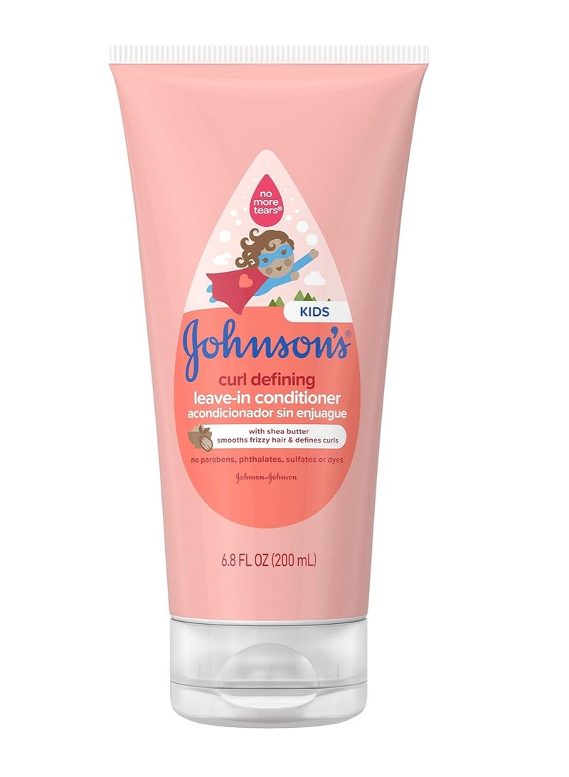 Johnson's Baby Curl Defining Tear-Free Kids' Leave-in Conditioner with Shea Butter, Paraben-, Sulfate- & Dye-Free Formula, Hypoallergenic & Gentle for Toddlers' Hair, 6.8 fl. Oz