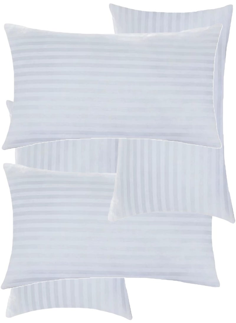 4 Piece Set Pillow Cotton Stripe White 50x90 cm Made in Uae