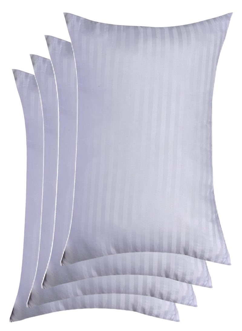 4 Piece Pack Cotton Bed Pillow Stripe Fabric Pillow Microfiber 50x70cm Made in Uae