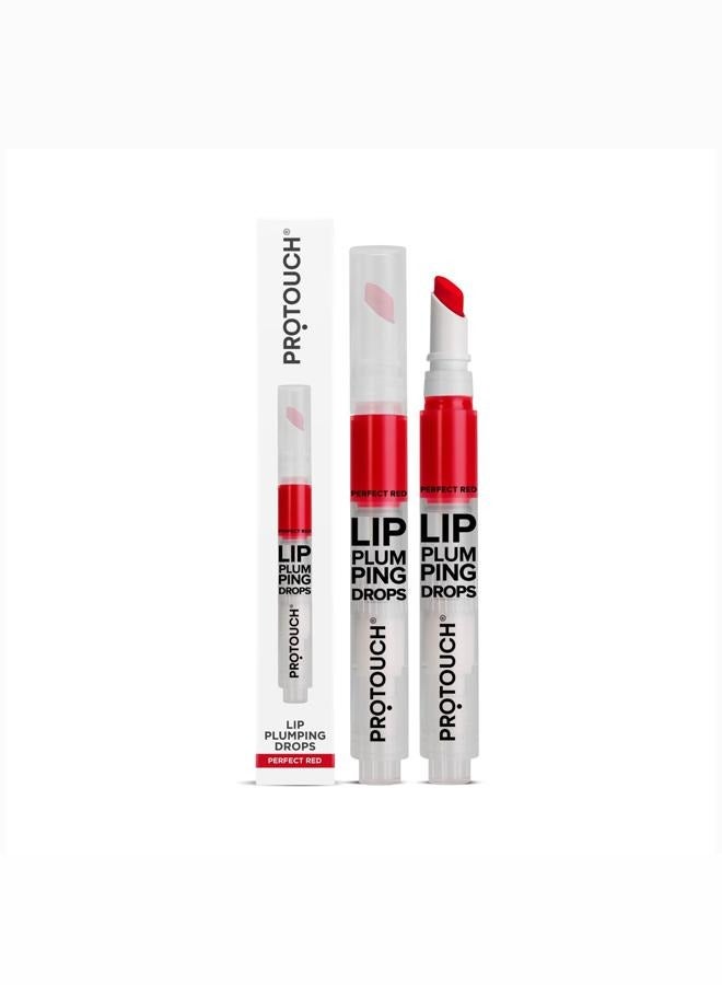 PROTOUCH Glossy Lip Plumping Drops - Volumizing Lip Gloss With 8-Hour Plumping Effect - Vegan Formula With Caffeine & Grape Seed Extract - Perfect Red