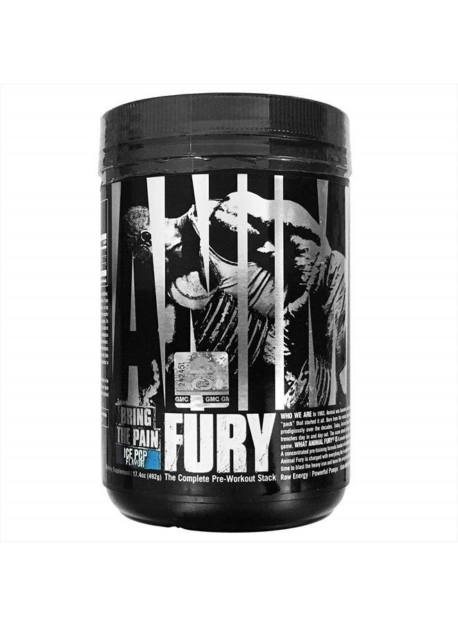 Fury - Pre Workout Powder Supplement for Energy and Focus - 5g BCAA, 350mg Caffeine, Nitric Oxide, Without Creatine - Powerful Stimulant for Bodybuilders - Ice Pop, 30 count