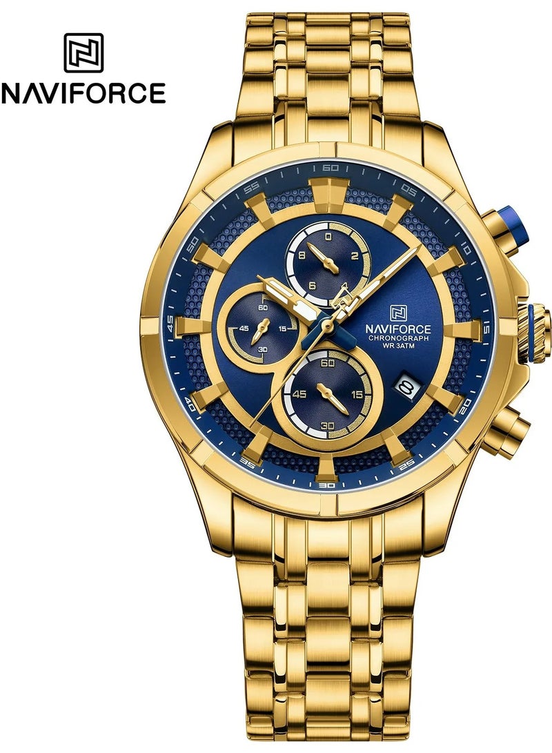 NAVIFORCE NF8046 Chronoquest Top Luxury Stainless Steel Strap Quartz Watch, Date Luminous Pointer Wrist Watch for Men’s