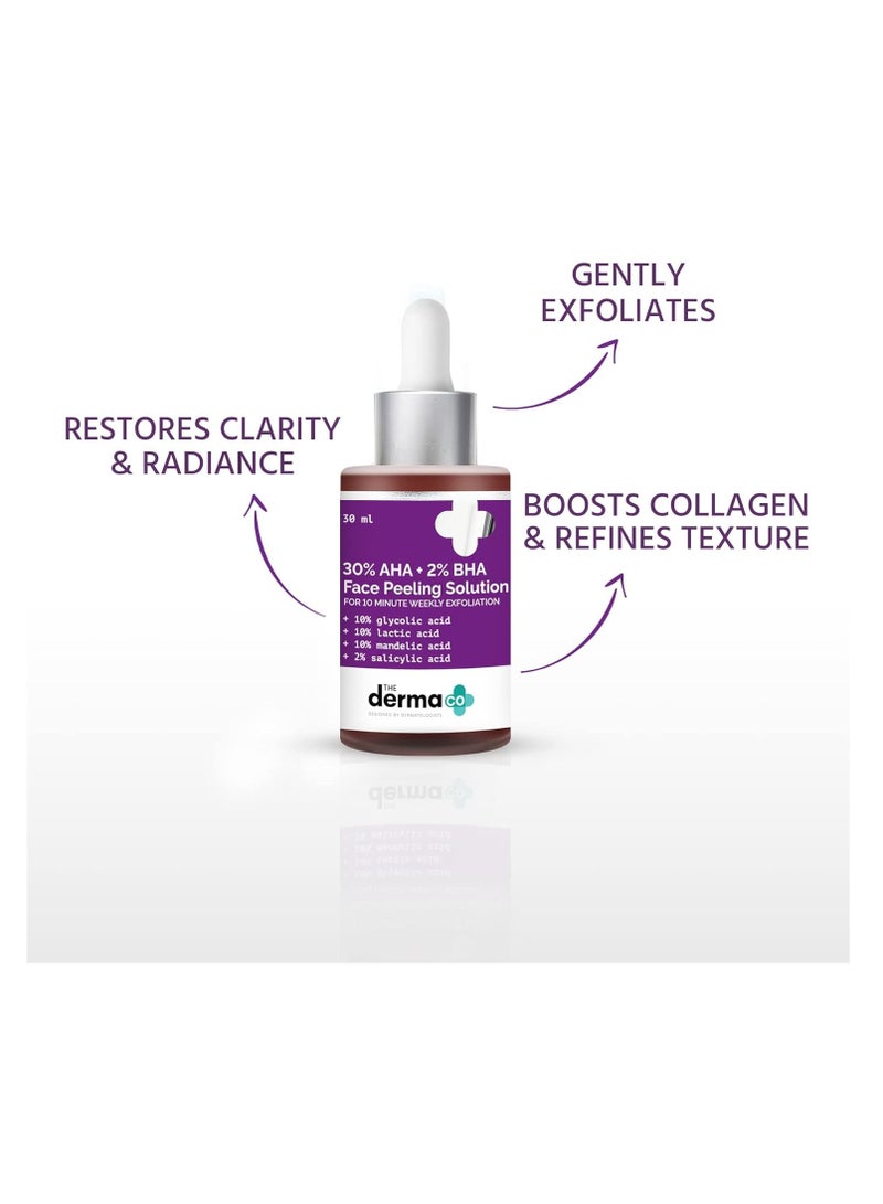 The Derma Co Repairing Exfoliating 30% AHA  2% BHA Face Peeling Solution  30 ml derma co