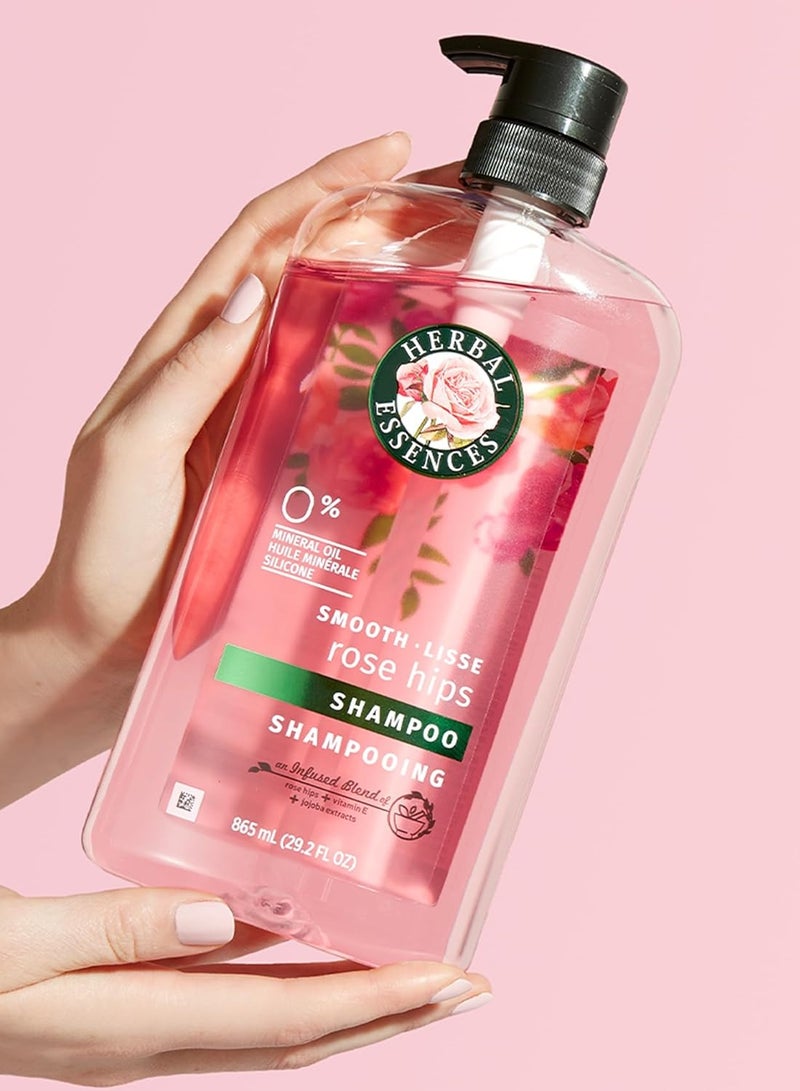 Herbal Essences Rose Hips Shampoo - Smooth, Shiny Hair with Vitamin E & Jojoba, Safe for Color Treated Hair, Floral Scent, Cruelty-Free, Dermatologist-Tested, 29.2 Fl Oz