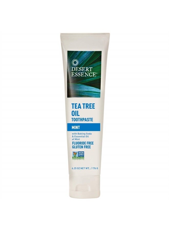 Tea Tree Oil Toothpaste - Mint - 6.25 Oz - Refreshing Taste - Deep Cleans Teeth & Gums - Helps Fight Plaque - Sea Salt - Pure Essential Oil - Baking Soda - Promotes Healthy Mouth