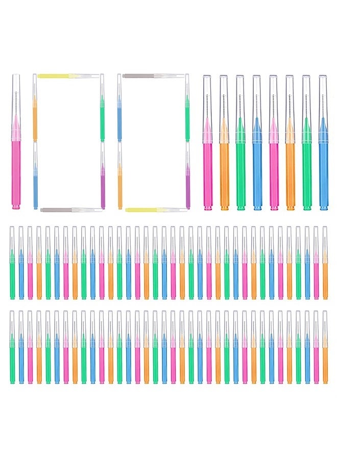 100pcs Braces Brush Disposable Interdental Brush Toothpick Dental Tooth Flossing Head Oral Dental Hygiene Flosser Dental Hygiene Flosser Tooth Cleaning Tools (Mixed Color)