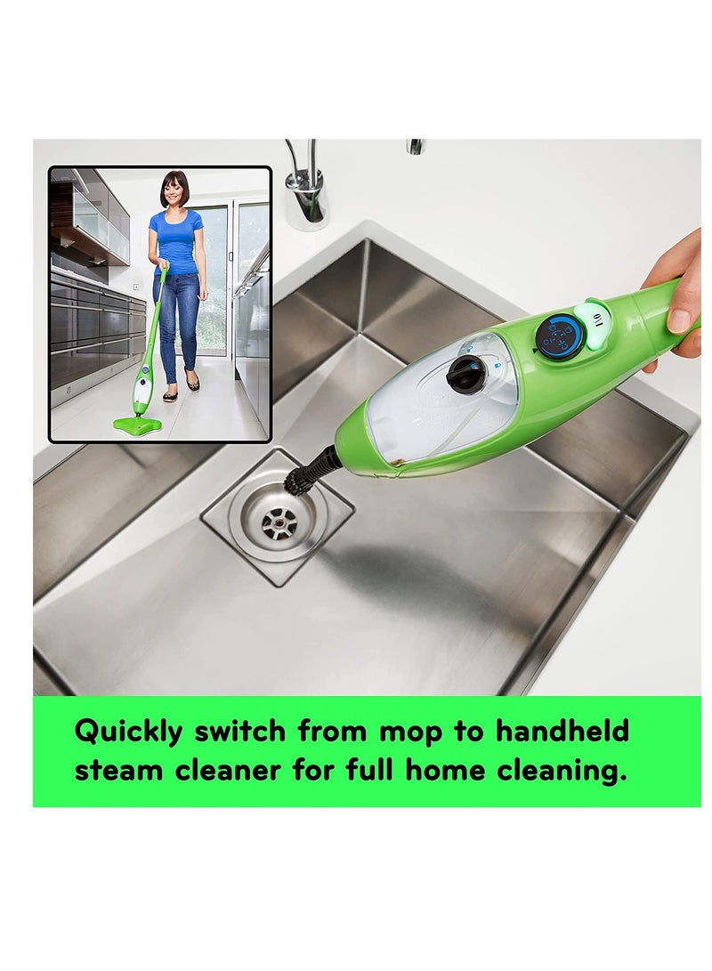 Green Color X5 Basic Mop 5 IN 1 All Purpose Hand Held Steam Cleaner for Home Use with 11 Piece Accessory Kit