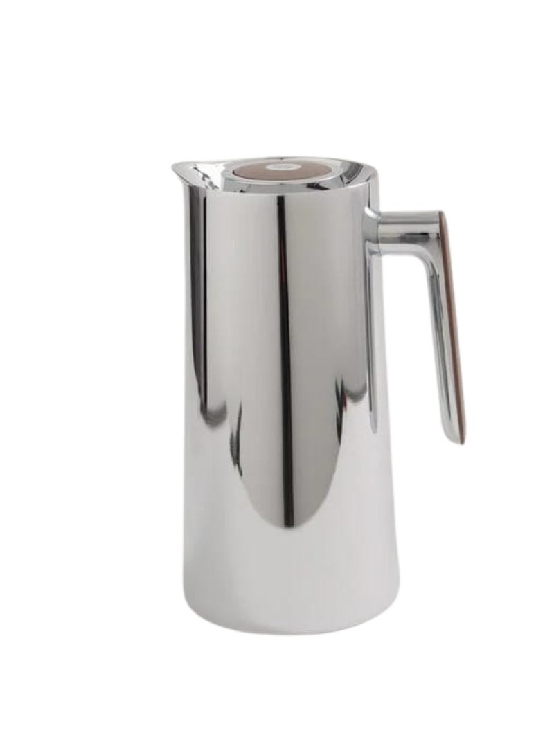 Liying Thermal Coffee Glass Wall insulated Flask- Thermos keeping Beverages Hot for 12 hours /24 hours cold Tea, Water, and Coffee Dispenser (1 Liter) Silver