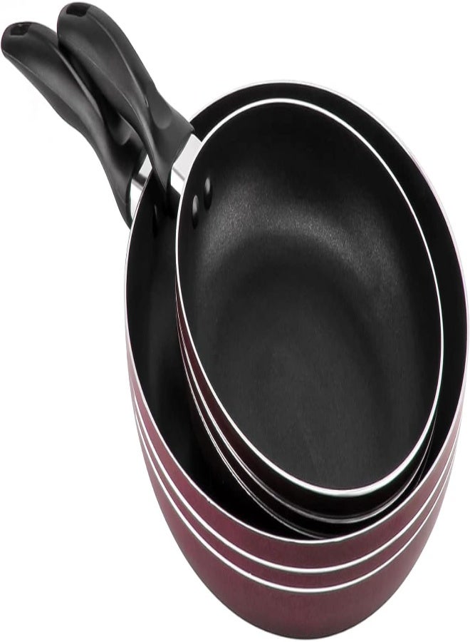 Wilson Aluminum Fry Pan 2 Pieces Set - 20Cm And 26Cm, Non-Stick Coating Frypan Induction Safe Frying Pans With Durable Soft Touch Handle Heat-Resistant Cookware Pans