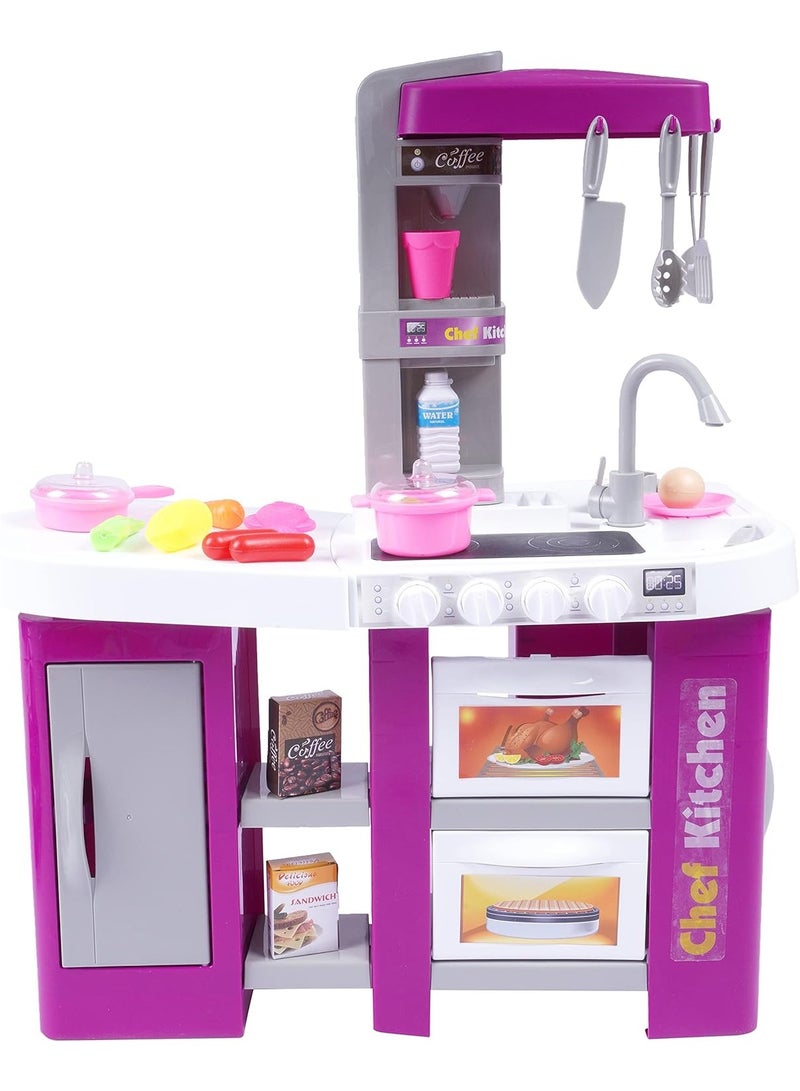 Kitchen Playset Kids Kitchen Toys With Realistic Lights And Sounds Pretend Steam And Water Tank Functions Kitchen Color Changing Play Food Accessories For Boys And Girls