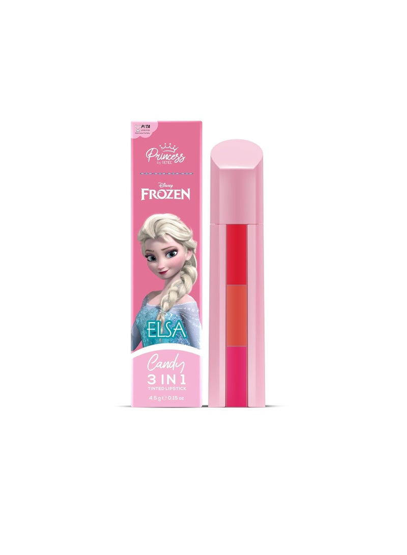 Disney Frozen Princess by Renee Candy 3 In 1 Tinted Lipstick Elsa for Pre Teen Girls   3 Versatile Shades in One Stick with No Parabens  Cruelty Free