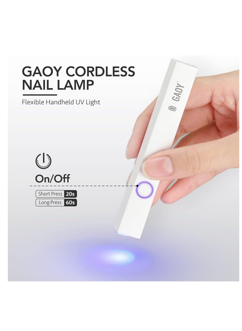 GAOY Handheld UV Light for Gel Nails, Mini Nail Light, Portable LED Nail Lamp, Cordless Rechargeable USB Nail Dryer for Fast Curing