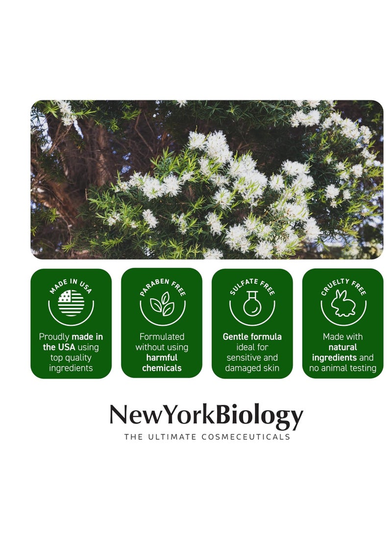 New York Biology Tea Tree Oil Foot Cream for Dry Cracked Feet, Athletes Foot, Nail Fungus, Jock Itch, Ringworm, Cracked Heels and Itchy Skin - Foot Cream - 8 oz