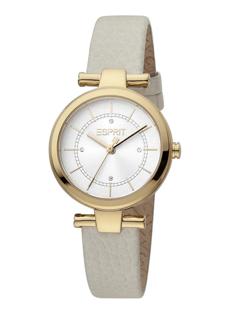 Esprit Stainless Steel Analog Women's Watch With Beige Leather Band ES1L281L0035