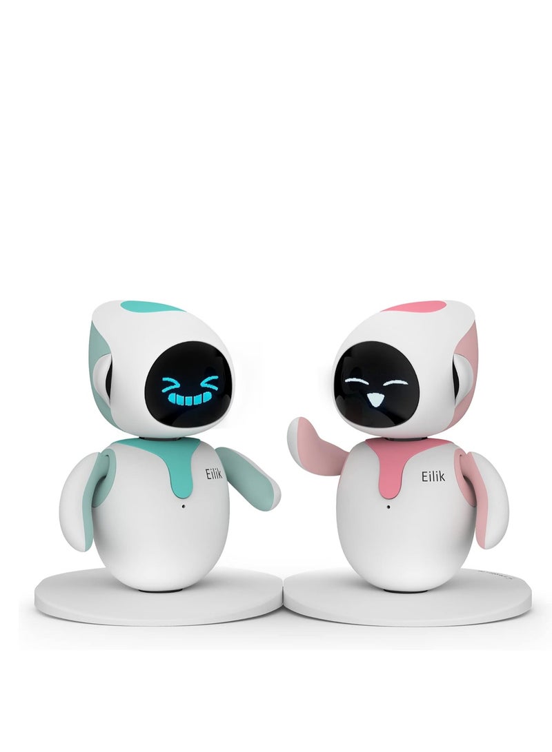 Eilik - Cute Robot Pets for Kids and Adults, Your Perfect Interactive Companion at Home or Workspace, Unique Gifts for Girls & Boys (A set of blue and pink colors)