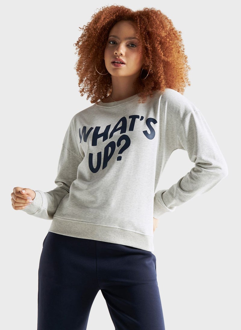 Printed Crew Neck Sweatshirt