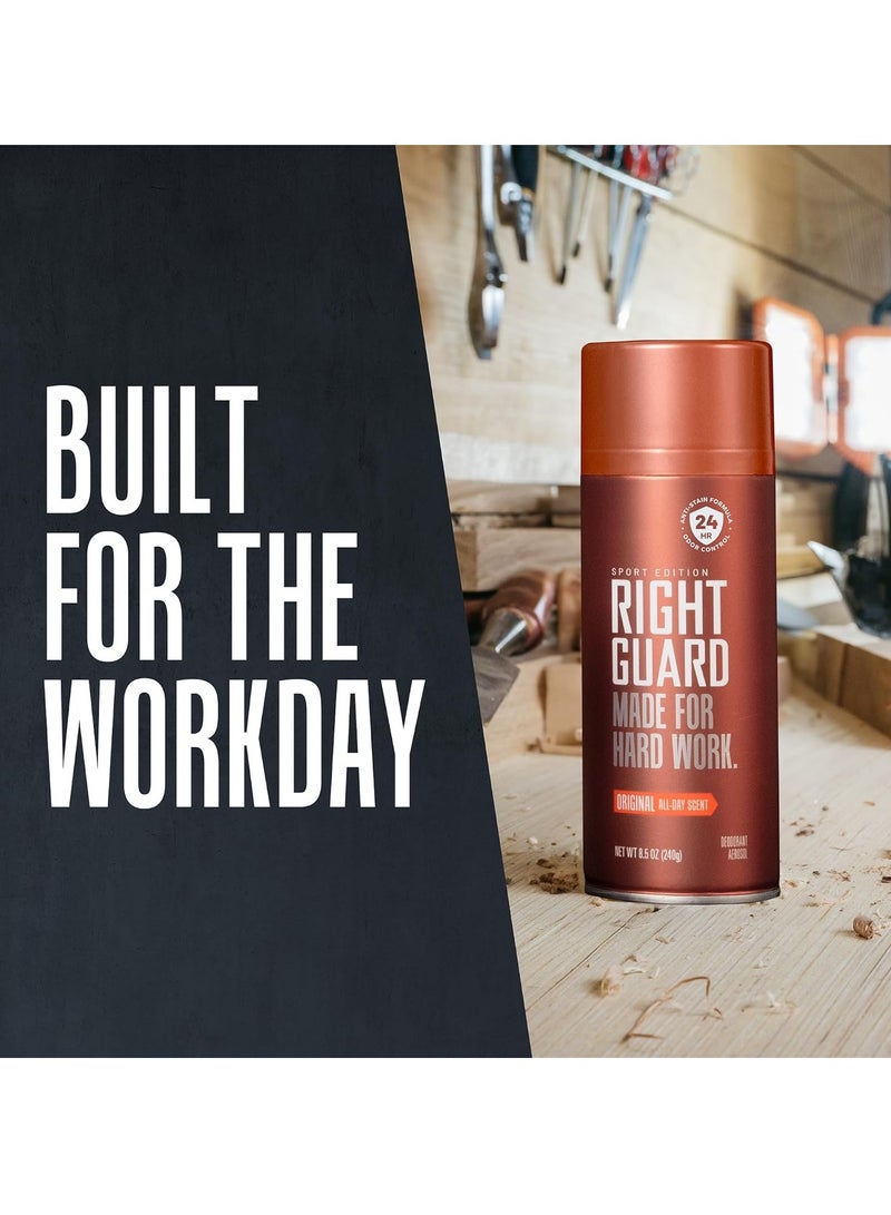 Right Guard Sport Deodorant Spray | Anti-Stain Spray Deodorant For Men | Aluminum Free | 24-Hour Odor Control | Original Scent, 8.5 oz. (2 count)