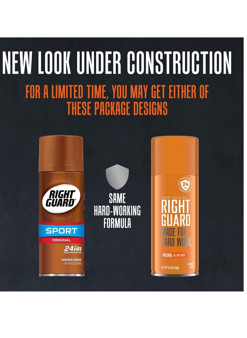 Right Guard Sport Deodorant Spray | Anti-Stain Spray Deodorant For Men | Aluminum Free | 24-Hour Odor Control | Original Scent, 8.5 oz. (2 count)