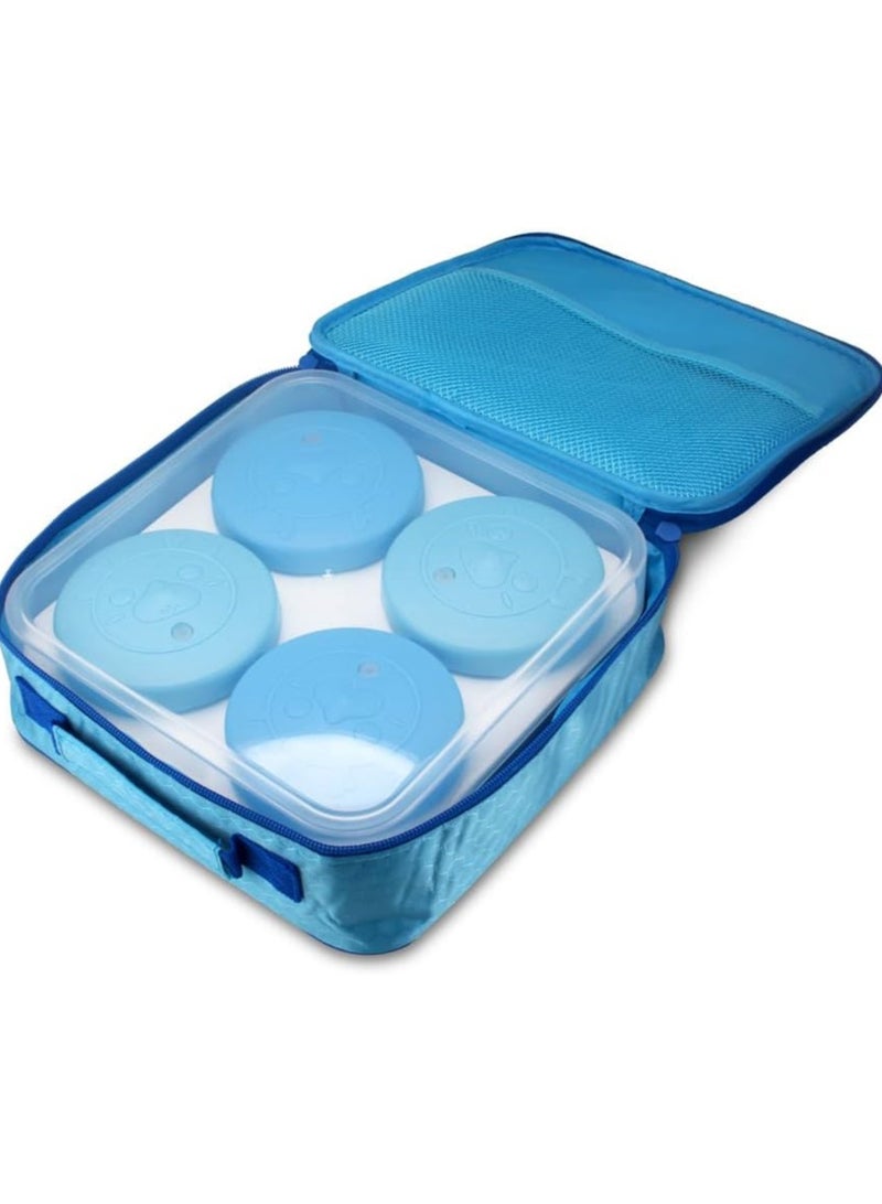 Stainless Steel Lunch Box for Kids Adults,Insulated Bento Lunch Box with Tableware & Bag,880ML 4 Compartment Divided Lunch Containers with Lids,Leakproof | BPA Free | Dishwasher Safe（880ML,Blue）