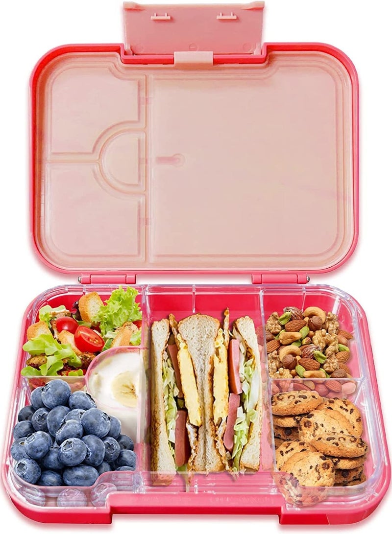 Lunch Box 6 Compartments Ideal Portion Size leak Proof Lunch Box for Toddlers Lunch Box for Children 3-7 Years Pink