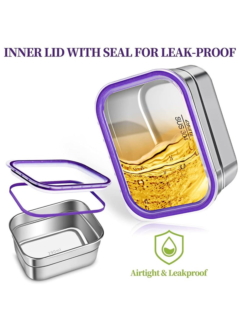 Stainless Steel Lunch Box for Kids Adults,Insulated Bento Lunch Box with Tableware & Bag,1260ML 3 Compartment Divided Lunch Containers with Lids,Leakproof | BPA Free | Dishwasher Safe（Purple）