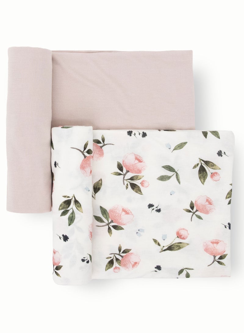Stretch Knit Swaddle 2 Pack Watercolor Rose
