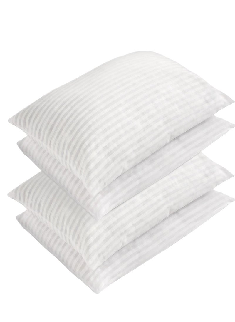 4 Piece Pack Classic Cotton Bed Pillow Stripe White 50x90 cm Made in Uae