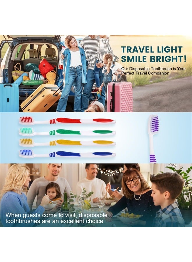 30 PCS Individually Wrapped Bulk Toothbrushes, Colorful Manual Disposable Travel Toothbrush Set for Adult or Kid, Ergonomics Handle, Medium Soft Bristles, Perfect for Travel, Hotels, Donations