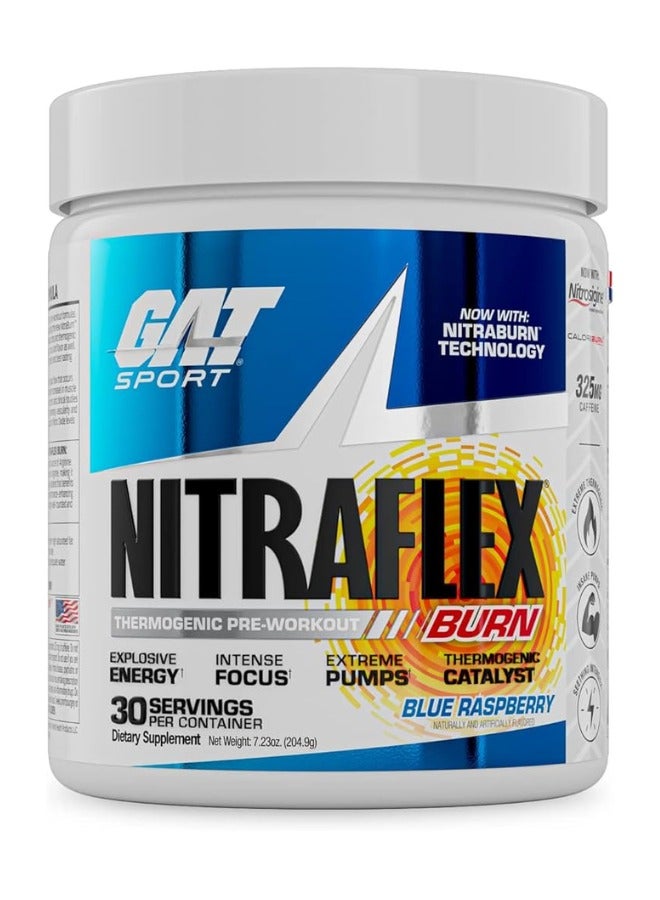 GAT Sport Nitraflex Thermogenic Pre-Workout Tropic Blue RaspberryFlavor, 208g