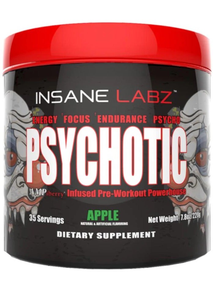 Insane Labz Psychotic Pre-Workout 220g Apple Flavor 35 Serving