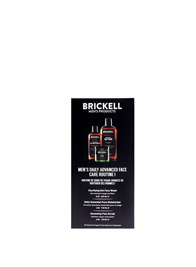 Brickell Men's Products Daily Advanced Face Care Routine I, Gel Facial Cleanser Wash, Face Scrub, Face Moisturizer Lotion, Natural and Organic Men's Skin Care Gift Set, Scented