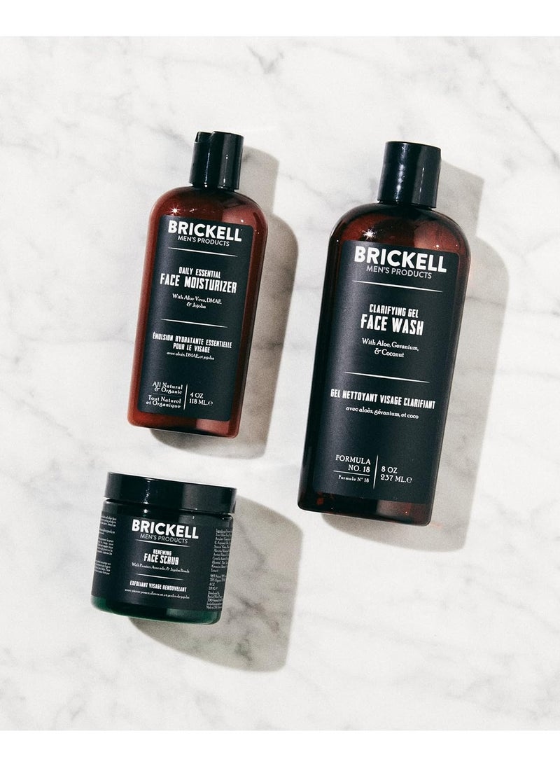 Brickell Men's Products Daily Advanced Face Care Routine I, Gel Facial Cleanser Wash, Face Scrub, Face Moisturizer Lotion, Natural and Organic Men's Skin Care Gift Set, Scented