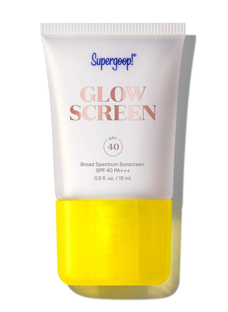 Supergoop! Glowscreen (SPF 40) - 0.5 fl oz - Glowy Primer + Broad Spectrum Sunscreen - Adds Instant Glow - Helps Filter Blue Light - Boosts Hydration with Hyaluronic Acid, Vitamin B5 & Niacinamide