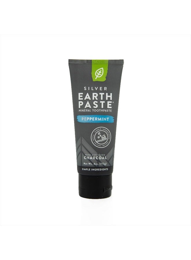 Redmond Earthpaste with Silver - Natural Non-Fluoride CharcoalToothpaste, 4 Ounce Tube (Peppermint Charcoal)